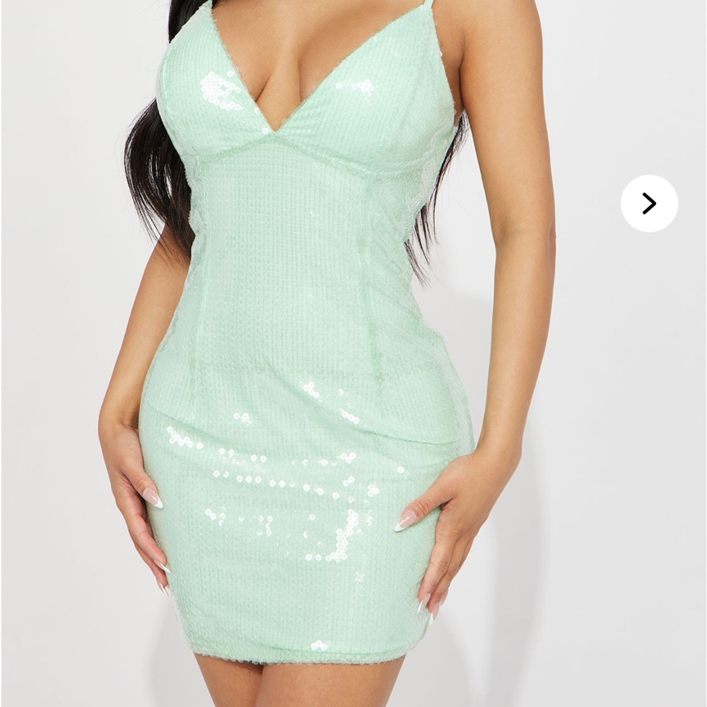 Fashion Nova Mint Sequin Mini Dress